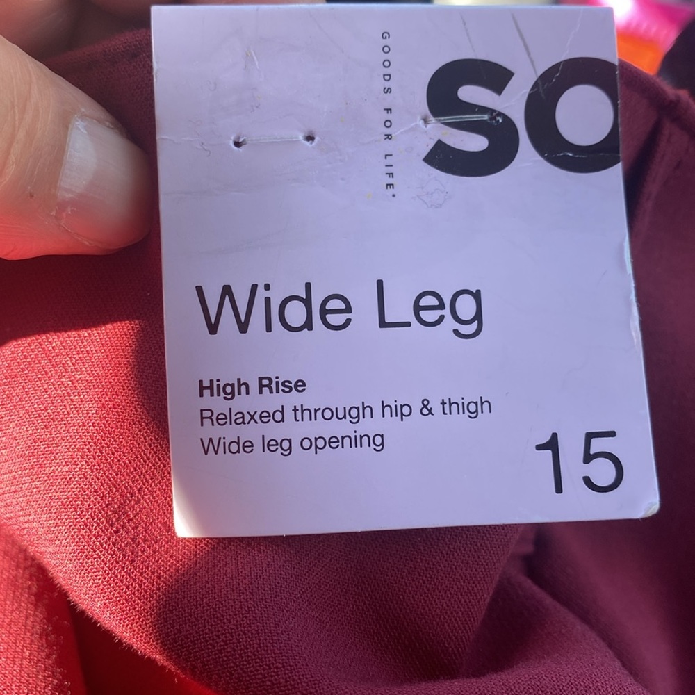 NWT SO Wide Leg High Rise Berry Dress Pants Size 15 - Picture 12 of 12